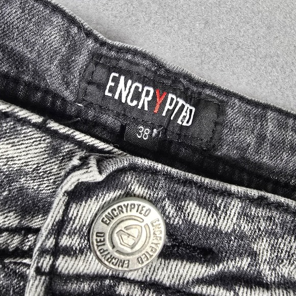 Encrypted Jeans Mens 38x31 Gray Slim Tapered Distressed Stretch Denim Pants - Picture 2 of 13